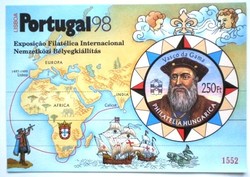 EI58a / 1998 Portugal 98 - Bélyegkiállítás emlékív kartonpapíron piros sorszámmal /hátoldali felirat