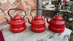 Zománcos zomàncozott Gyönyörű  3 literes új piros teáskanna  teáskannák teafőző falusi paraszti