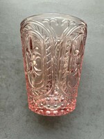Vintage beautiful pale pink butlers water glass with lily pattern, candle holder made of thick glass
