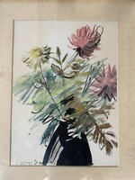 Oszkár Papp: flower ii. - Watercolor (Kossuth prize winner!)