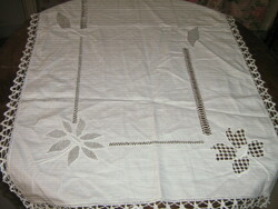 Cute azure openwork Toledo floral lace edge tablecloth runner