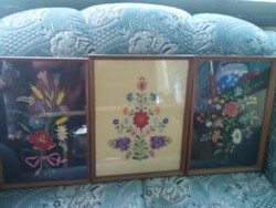Antique embroidered wall pictures.