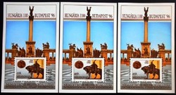 Ei42sk3 / 1996 Hungarian 1100 commemorative sheet serrated 3 consecutive serial numbers