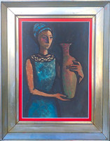 Barcsay Jenő (1900- 1988) : Hölgy korsóval  (1969)
