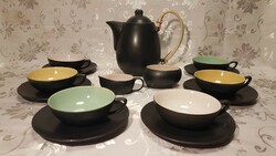 From HUF 1! Old, ebony black, colored inside, oriental 6-person ceramic tea set