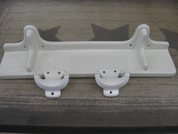 Antique art deco bathroom faience wall shelf and 2 hangers