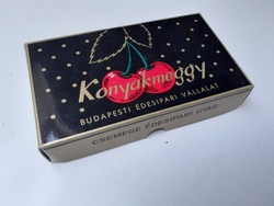 Retro Konyakmeggy bonbonos doboz 1985 Csemege Édesipari Gyár régi papírdoboz