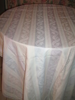 Damask tablecloth with baroque leaf pattern in antique pastel shades