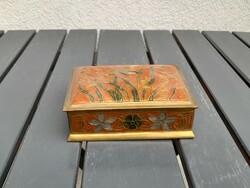 Heavy full round fire-enamelled copper jewelery box
