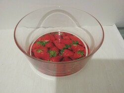 2 strawberry Italian glass bowls, 2 liters