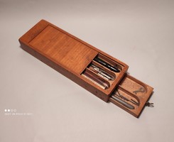 Vintage roller shutter pen holder for sale with its contents