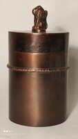 MOST LEÁRAZVA!! Képzőművészeti réz bronz doboz oroszlán fogóval ajándéknak is elegáns