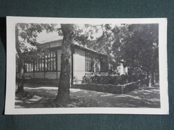 Postcard, podium, tourist house, detail of view, , 1956