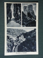 Postcard, Csesznek, castle, Cuha Valley railway tunnel, 1943