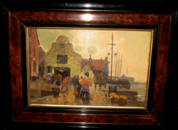 Wonderful, guaranteed original Caesar Herrer /1868-1919/ picture: harbor market
