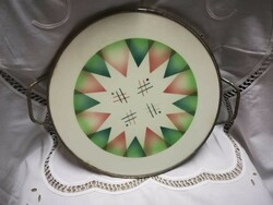 Round tray with earthenware insert
