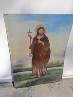 A large icon painted on a Transylvanian metal plate. Around 1820.