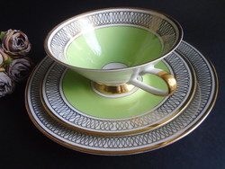 Gold-green new Bavarian breakfast set with rich gold decor.
