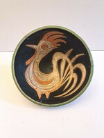 Collector's item! Rare marked Gorka Lívia ceramic deep decorative bowl with rooster
