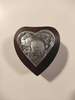 Heart-shaped Egyptian wooden jewelry box