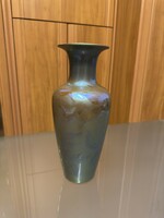 Zsolnay eozin porcelain vase, acid-etched, with flower pattern decor