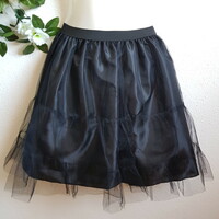 New, custom-made, 2-layer, ruffled, black midi petticoat