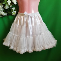 New, 3-layer, extra ruffled, white midi petticoat