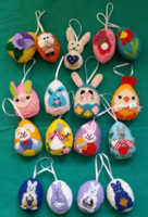 17 darab egyedi textil kézműves színes  húsvéti tojás