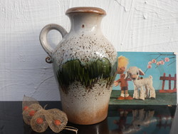 Scheurich West German ceramic vase (490-25), with green-beige decor from the 1960s!