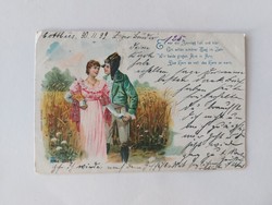 Régi képeslap litho levelezőlap szerelmespár