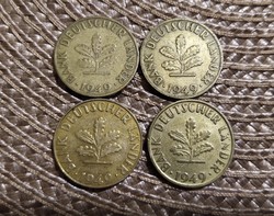 10 Pfennig 1949 complete row - 1-1 per verde - bank deutscher länder