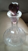 Old decanter pouring server serving glass pitcher wine liqueur polished 3 dl glass with stopper