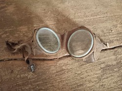 Motorcycle or car glasses, leather and glass in very good condition, 1930s, 40s