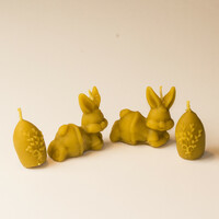 Easter beeswax figurine set: 2 large rabbits and 2 lavender eggs