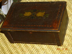 Old folk painted pine wood box file holder