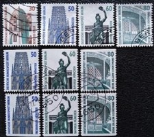 Bb793-4-6c/dp / Germany - berlin 1987 attractions stamp set with stamped bottom and top cuts
