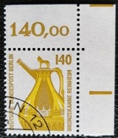 BB832sp / Németország - Berlin 1989 Látványosságok bélyegsor 140 Pf pecsételt ívsarki összegzőszámos