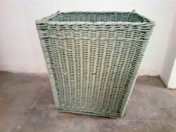 Large, pale green wicker basket