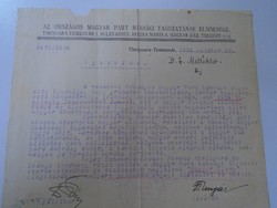 Za468.2 Temesvár - the presidency of the Hungarian party's administrative division 1934- Major Sándor Szentmiklóssy