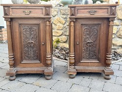 Pair of carved pewter nightstands