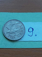 Barbados 10 cents 1973 bonaparte seagull, copper-nickel 9
