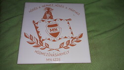 Retro lowland porcelain Zrín memorial tile - Hungarian People's Army - Loyalty to the people Loyalty to the party flawless