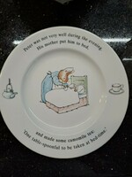 Wedgwood angol porcelán gyermek lapos tányér 18 cm Nyúl Péter dekorral Peter Rabbit