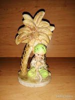 Kígyóbűvölő a pálmafa alatt régi só szobor figura - 16 cm magas