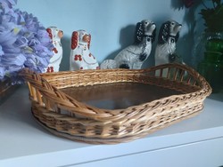 Large (58×38 cm) woven, solid cane tray with handles