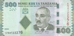 Tanzánia 500 shillings, 2010, UNC bankjegy