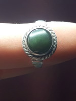 Jade köves régi ezüst gyűrű - 55- ös méret