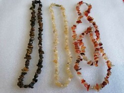 3 necklaces with mineral beads + 1 bracelet with mineral beads