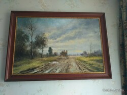 Bán Tibor - Hazafelé -olaj,  farost 60x90 cm plusz keret