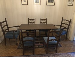 Colonial dining table (4 chairs, 2 armchairs)